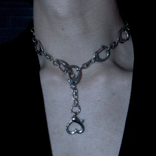 Hand cuffs necklace